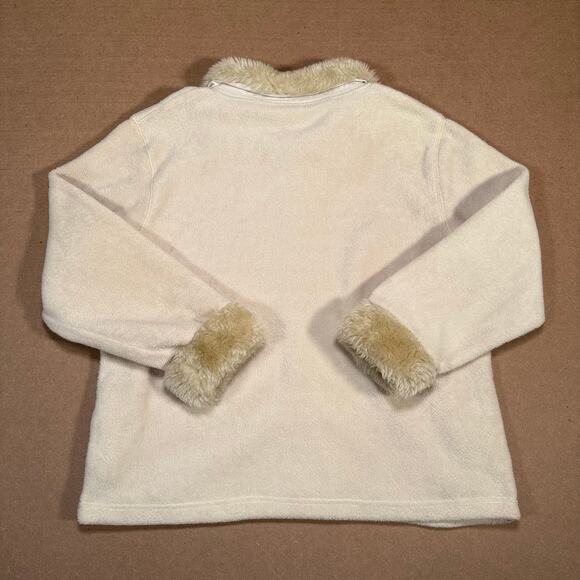 Vintage Faux Fur Trim Zip Fleece Jacket Women’s Cream Nick & Sarah 90s/2000s - Picture 2 of 6